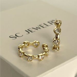 Heart Ring Adjustable 14k Gold Plated CZ Stone Luxury Jewelry